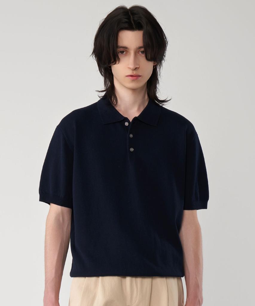 UNTAPPED STUDIO [2Pack] Washable Cool Cotton Short Sleeve Collared Knit 4 Colors (Type A)
