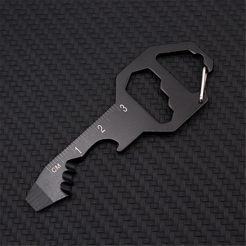 Nyckelring med kapsylöppnare Universal Multifunktionell Kapsylöppnare Sexkantigt Hänge Stål Nyckelformad Utomhus Kortverktyg