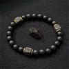 NEW Elastic Adjustable Mens Bracelet 8mm Black Onyx & Lava Stone Beads Bracelet For Men Beads Charm Bracelet With Elastic Cord