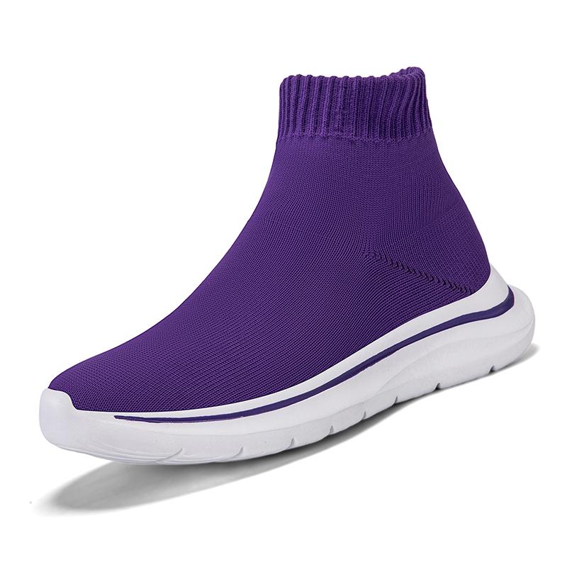 High‑Top Sock Shoes Women Slip‑On Casual Sneakers Breathable Knitted Sports Shoes Lightweight Non‑Slip Walking Footwear