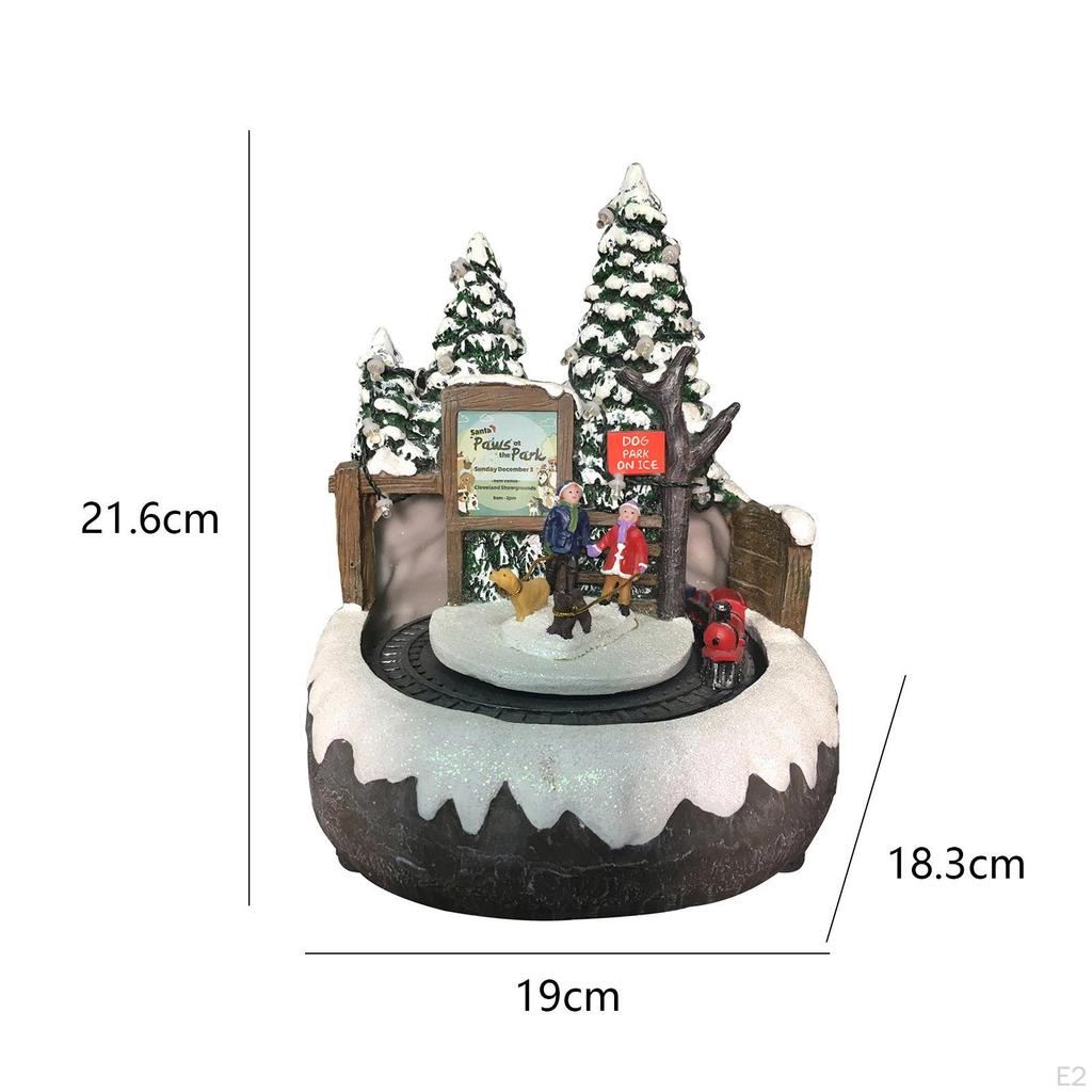 Christmas Winter Scene Village House Musical Ornament Figurine for Home
