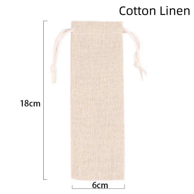 Multi-functional Cotton Linen Drawstring Storage Bag Dustproof Lightweight Pouch for Straw Small Toys Kids Home Use A1