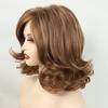 Parrucche Sintetiche Corte e Ricci con Frangia Biondo Chiaro Marrone Misto Onda d'Acqua per Donne Capelli in Fibra Resistente al Calore Parrucche Quotidiane per Cosplay