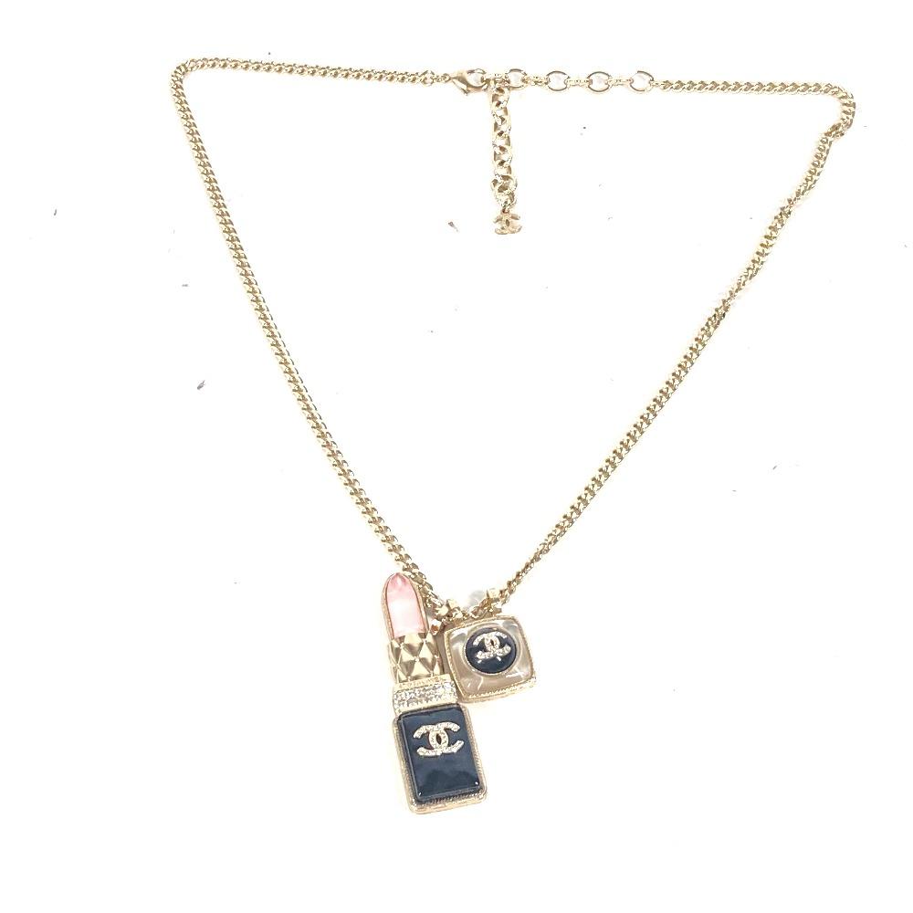CHANEL 22C CC CC Mark Rhinestone Lipstick Long Necklace Chain Necklace Unused