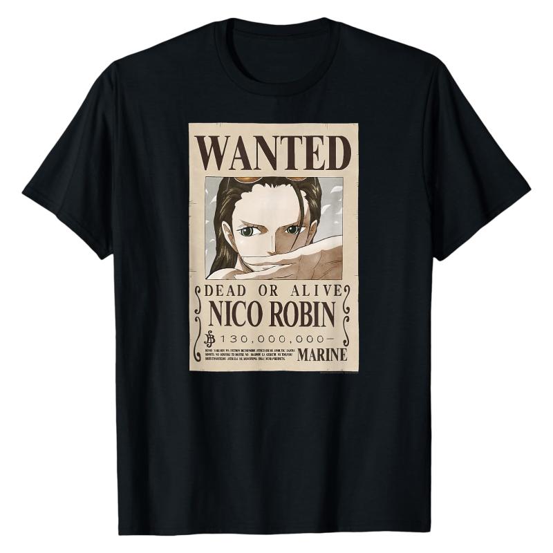 

Nico Robin Bounty Notice One Piece TShirt Anime Female Character Print 100 Cotton Crew Neck Durable Classic Casual Daily Tops S