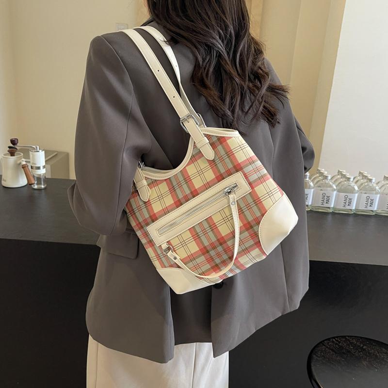 Handtasche Kontrastfarbe Plaid Kleine Quadratische Tasche Damen Schulter Umhängetasche