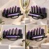 Adhesive-Mounted Hair Dryer and Curling Iron Holder with Open Wall Storage and Front Cord Retainers for Dressing Spaces