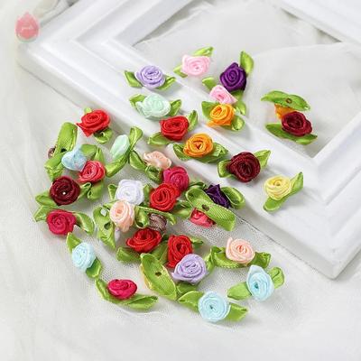 50Pcs/Lot 2CM Silk Bow-Knot Mini Rosette For Home Wedding Party Ribbon Cake Bow Tie Decoration Scrapbooking DIY Crafts Supplies