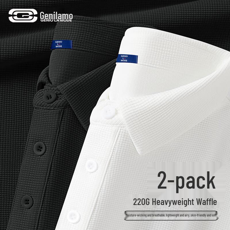 GENIOLAMODE Men s Waffle Knit Short Sleeve T-shirt 3XL