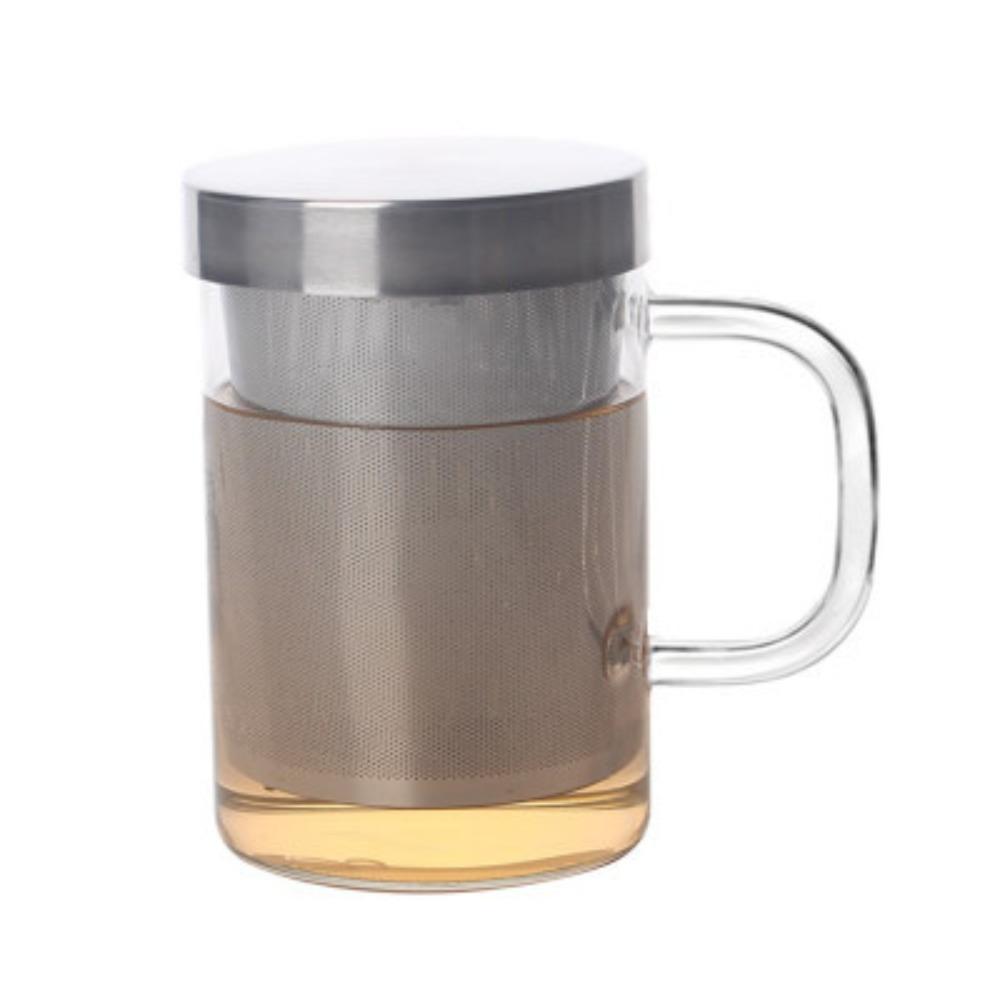 High borosilicate glass elegant cup home office single layer stainless steel filter transparent high temperature resistant flower teacup