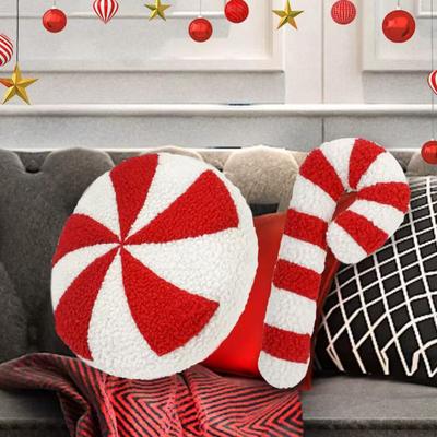 Christmas Candy Pillow Decorative Candy Cane Shaped Throw Pillow Cute Plush Xmas Tree Peppermint Cushion for Sofa Couch Living Room Xmas Decor