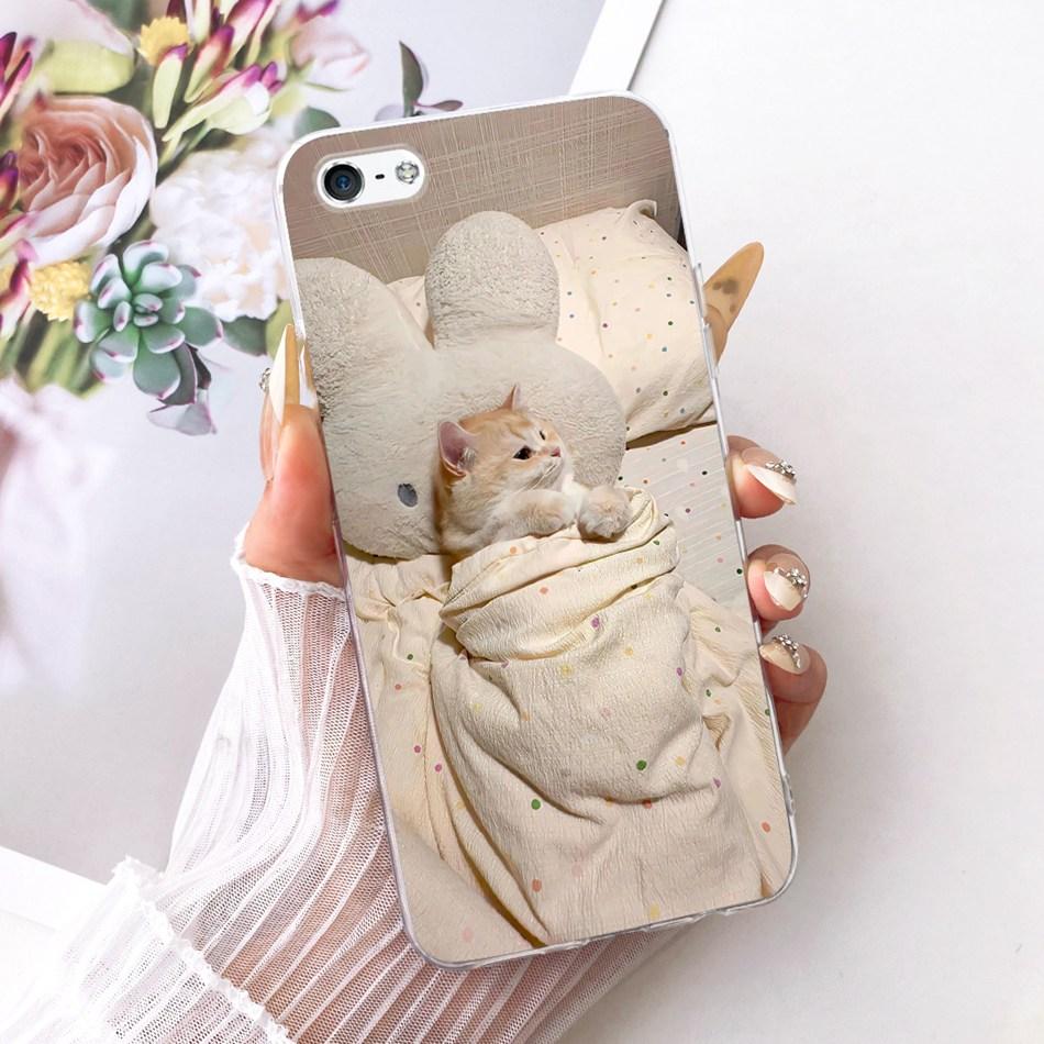 For iPhone 5 5s SE (2016) 4 4s Cute Flower Butterfly Cat Painted Case For iPhone5 iPhone4 Soft Silicone TPU Phone Cases