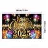 2025 Happy New Year Banner New Year Black Gold Party Decoration Background 71 X 43in Photo Backdrop Non-Fade New Year Banners