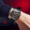 OLEVS Wristwatch Mens Analog Quartz Sports Black Silica Gel Belt Waterproof Watch Dial Silicone Chronograph
