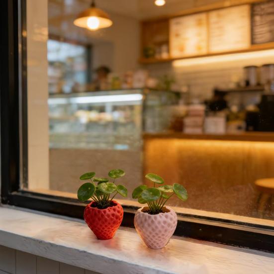 3D Printed Flower Pot, Realistic Strawberry Mini Planter, with Matte Fresh Color Desktop Decor, Gift for Birthday Housewarming
