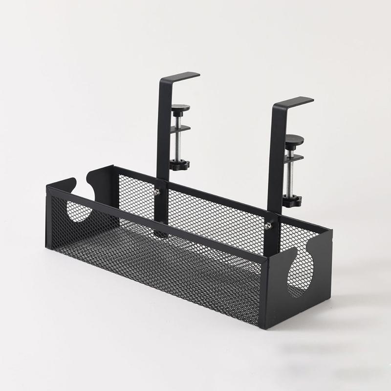 Under Table Storage Wire Organizer Storage Under Table Storage Rack No-Drill Cable Basket Metal Adjustable Cable Management Tray