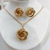 Elegant European & American Luxurious Geometric Twist Earrings & Necklace Set