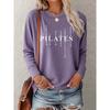 Women's Pilates-themed Inspirational Creative English Letter Print One-piece Casual Long-sleeved Elegant Summer Top Fashionable and Cute T Vintage