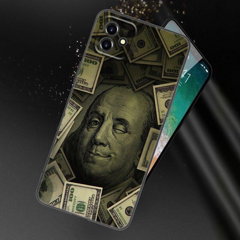 Money Dollars Gold Coin Phone Case For Apple iPhone 13 12 Mini 11 Pro XS Max XR X 8 7 6S 6 Plus SE 2022 2020 5S 5 Black Cover