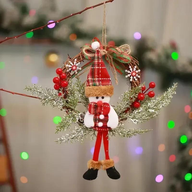 

2025 Новое рождественское украшение венок имитация ротанга рождественский венок дверь подвесное окно украшение реквизит рождественский декор