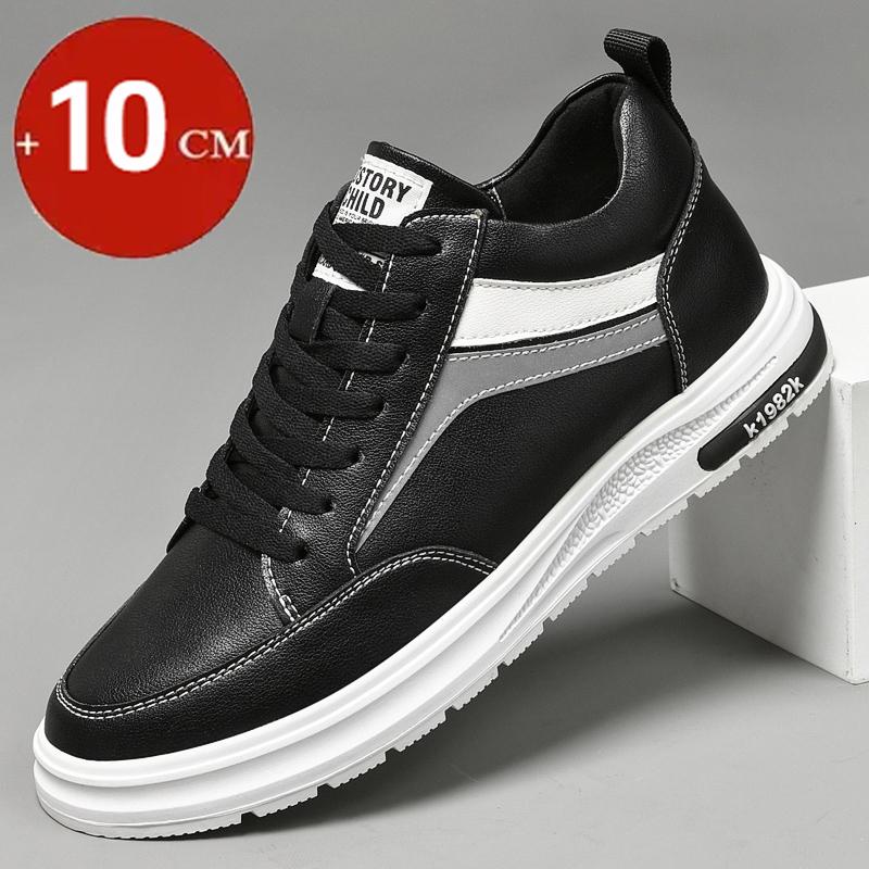 Elevator Shoes Men Heightening Shoes Genuine Leather Height Increase 6-8-10cm Lifting Man Height Increasing Mens Casual Sneakers