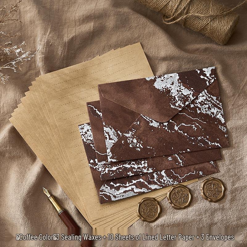 Retro Embossed Chinese Style Letter and Envelope Set with Wax Seal