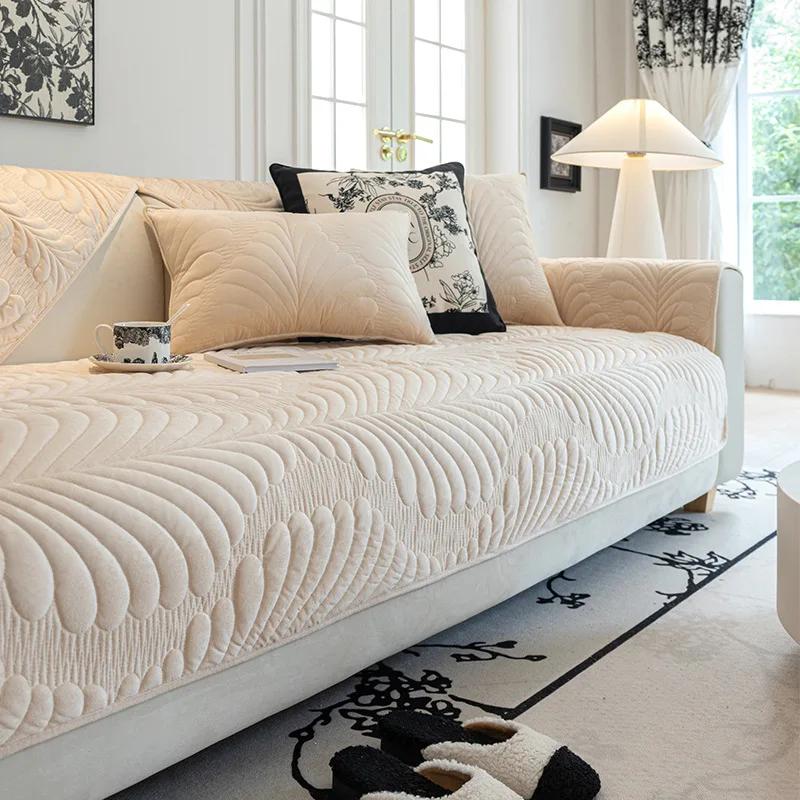 Nordic Crystal Velvet Sofa Cushion Four All Seasons Universal And New Product Sofa Cushion Cream Texture Anti Slip Cover Towel