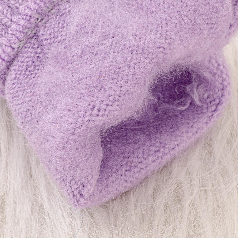 Touchscreen Solid Color Plus Velvet Gloves - Open Five-Finger Hand-Knitted Winter Warmth for Men and Women