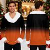 Men's Christmas Printed Fleece Lined Hoodie | Faux Trim Party Sweatshirt With Pocket | Plus Size Loose Fit Holiday Pullover