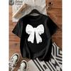 Cute White Lace Bow Coquette Aesthetic Casual Graphic T‑Shirt