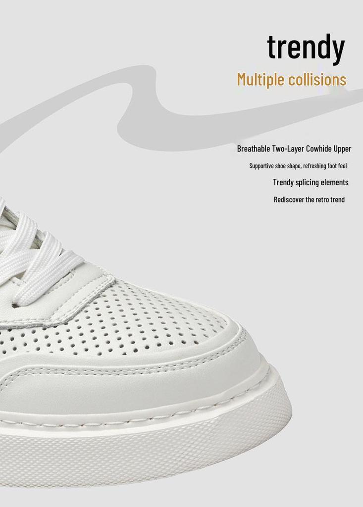 Korean Style Men's White Thick Sole Breathable Casual Sneakers