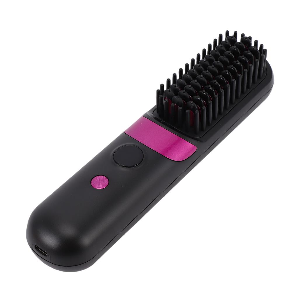 Cordless Hair Straightener Brush Portable Quick Heating Ionic Hot Brush Hair Straightener Black