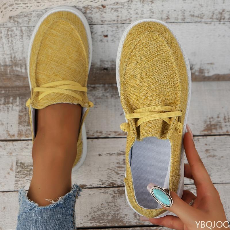 Mode Damen Übergröße Canvas Einzelschuhe Neu Einfarbig Lässig Täglich Leicht Flache Sohle Damen Schuhe Sneaker Zapatos De Mujer