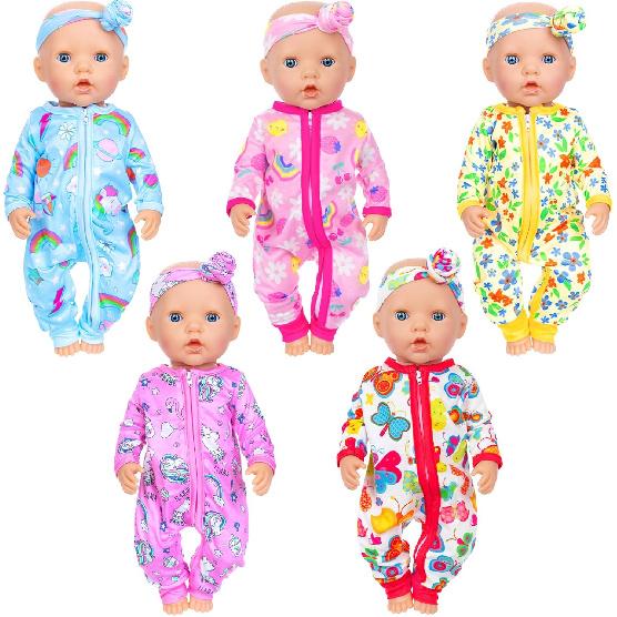 ZITA ELEMENT 5 Sets 14-18 Inch Baby Doll Clothes Outfits Casual Wear for 17 Inch Baby Doll Clothes 10 Pcs Doll Clothes and Accessories for 15 Inch