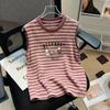 Girls' Cartoon Patchwork Stripe Sleeveless Tank Top (6-12 Years) - Summer 2026 Collection