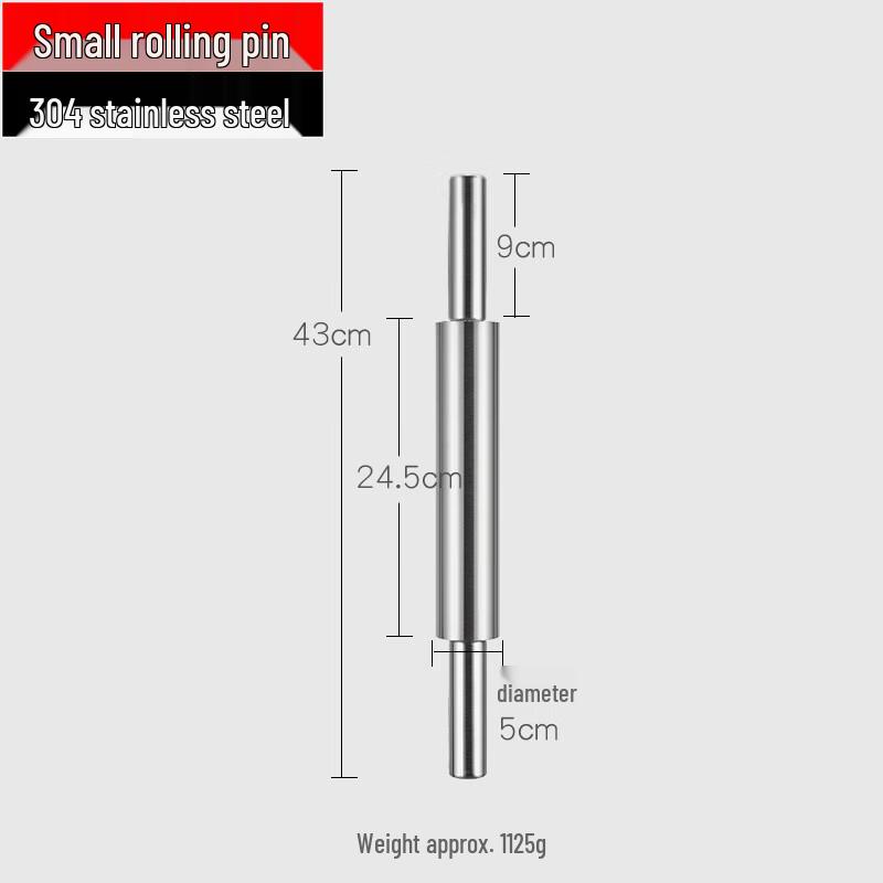 Zhishi 304 Stainless Steel Heavy-Duty Solid Rolling Pin, Small
