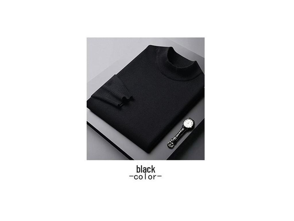 Men's Autumn/Winter Slim Fit Woolen Pullover - Half High Neck Knitted Sweater