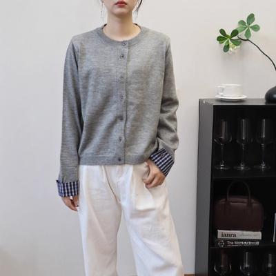 Autumn and Winter New Fake Two-piece Knitted Cardigan Design Sense Loose Soft Waxy Splicing Sweater Jacket Women