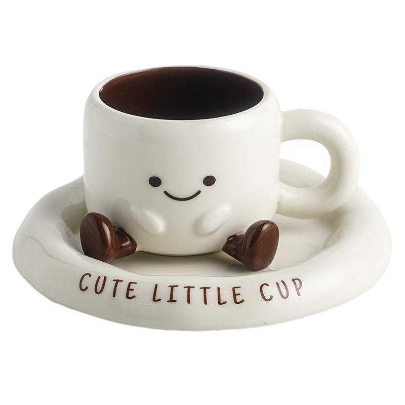 The New Cartoon and Simple Ceramic Coffee Cup and Saucer Set In A Gift Box Is A Perfect Gift for Home Drinking and Milk Cups