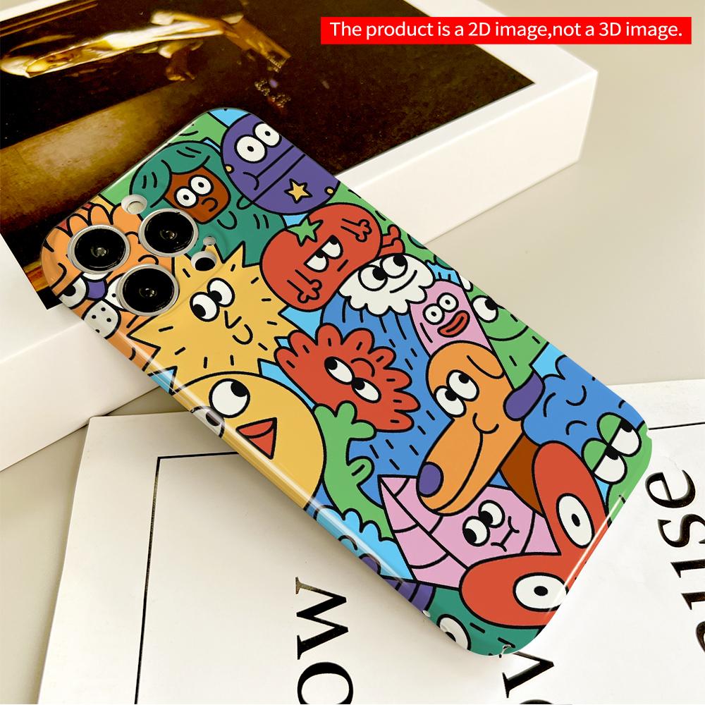 Colorful Cartoon Characters Phone Case All Inclusive Film Hard Phone Case, Compatible with iPhone 18 Pro Max 17 16 15 14 13 12 11
