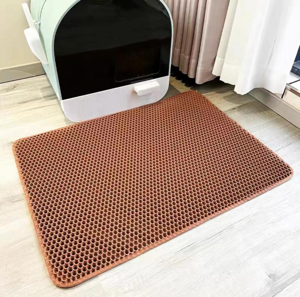 EVA Washable Cat Litter Trapping Mat - Anti-Tracking, Anti-Slip, Foldable, Double-Layer Design