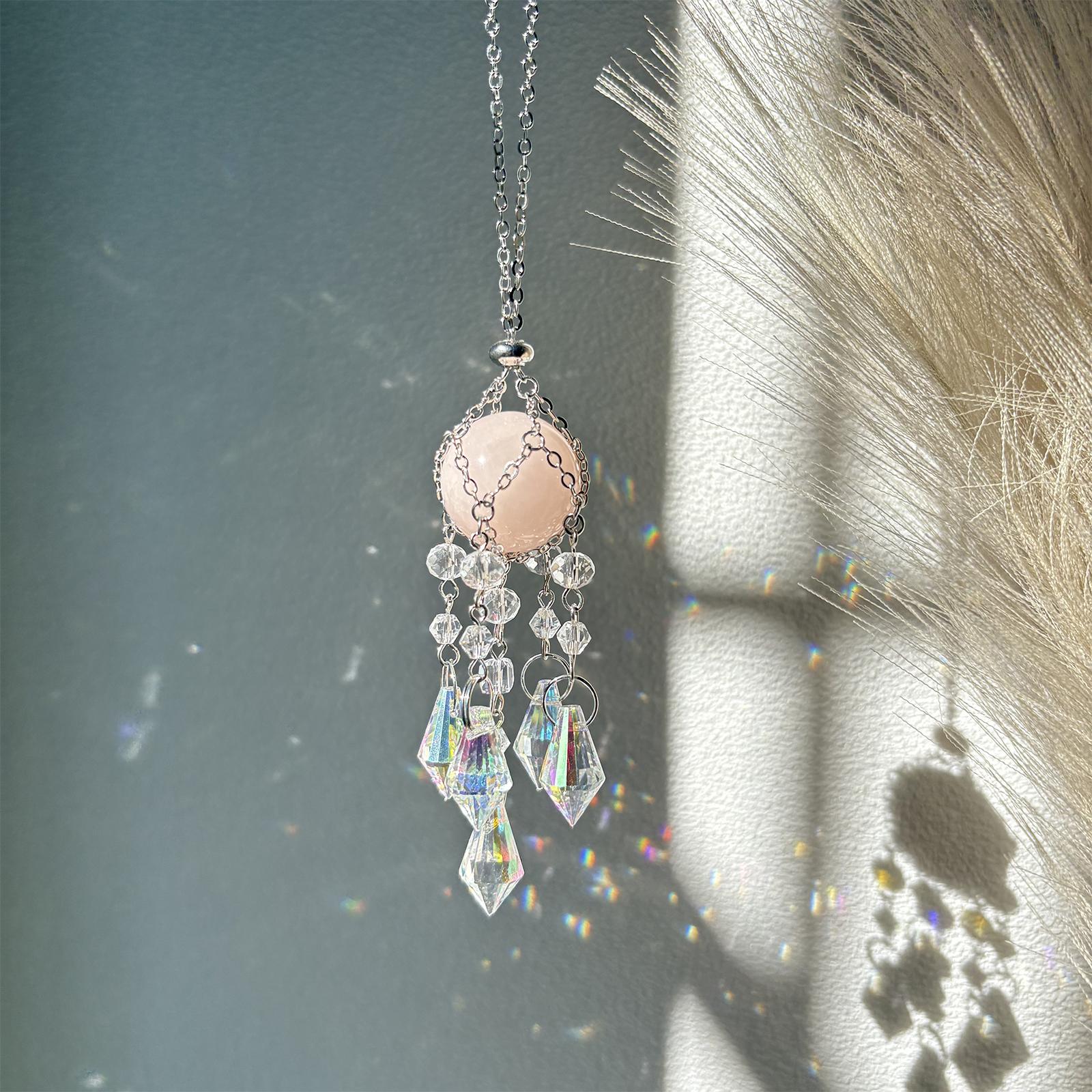 

1Pc Natural Stone Crystal Mesh Pendant, Window Decoration, Wedding, Garden, Porch Decoration, Car Decoration, Ideal Gift for Friends