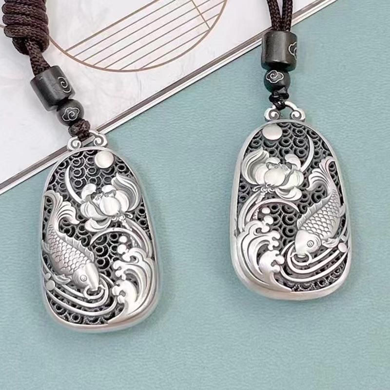 Necklace Lotus Carp Female Retro Ethnic Style Filigree Hollow Pendant Pendant