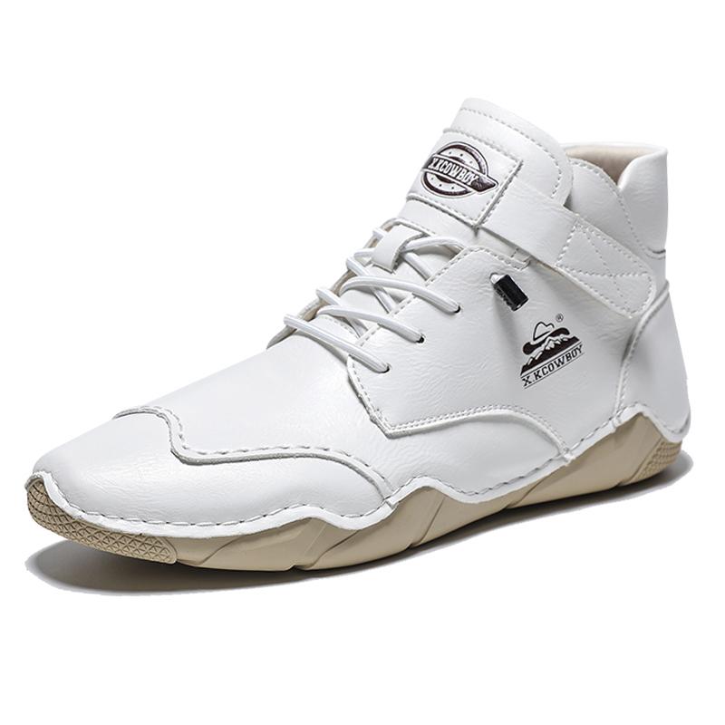 Ruční šití Dělená kožená obuv Muži Mokasíny Pohodlné kotníkové boty Pro muže Obuv pro volný čas Mokasíny Pánské ploché boty