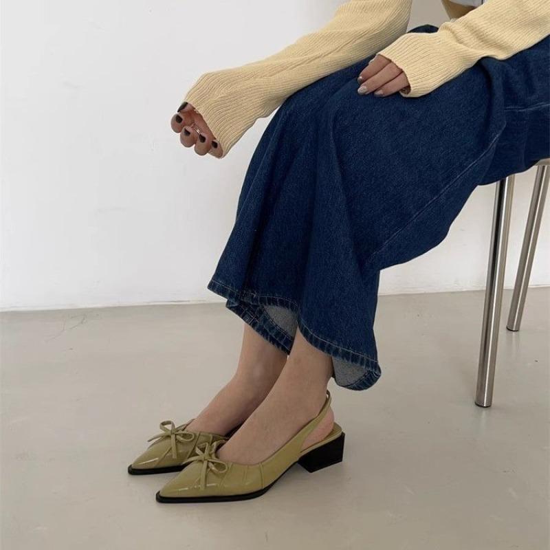2025 New Fashion High Heel Shoes Women  Pointed Toe Shoes Dresses Sandals Summer Women Elegant Sex Appeal Bow Sandal