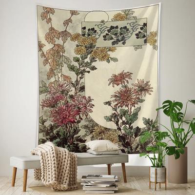 Vintage Floral Mural Wall Hanging Tapestry Minimalist Art Bohemian Psychedelic Mystery Aesthetics Room Home Decor
