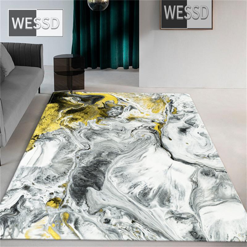 Gray White Abstract Marble Carpet Living Room Coffee Table Rug Chinese Landscape Bedroom Carpet Flannel Sponge Mat In Bathroom