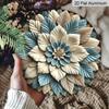 2D Flat, 1pc Round Art Metal Aluminum Wall Decor - Blue and White Leaf Floral Vintage Decorative Plaque, Suitable for Indoor/Outdoor, Durable for