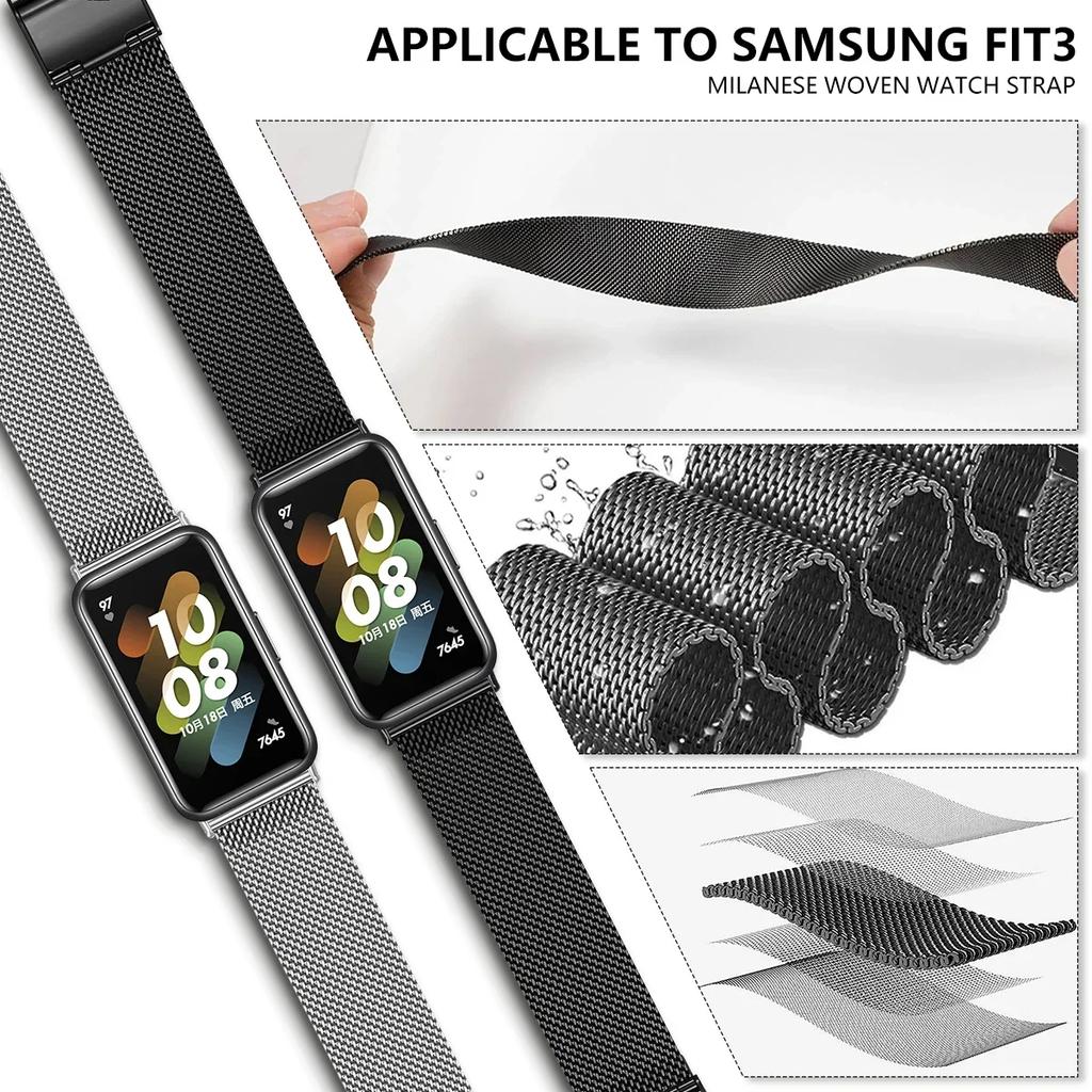 Stainless Steel Metal Loop Strap for Samsung Galaxy Fit 3 Smartwatch Bracelet Correa for Samsung Galaxy Fit 3 Watchband Strap