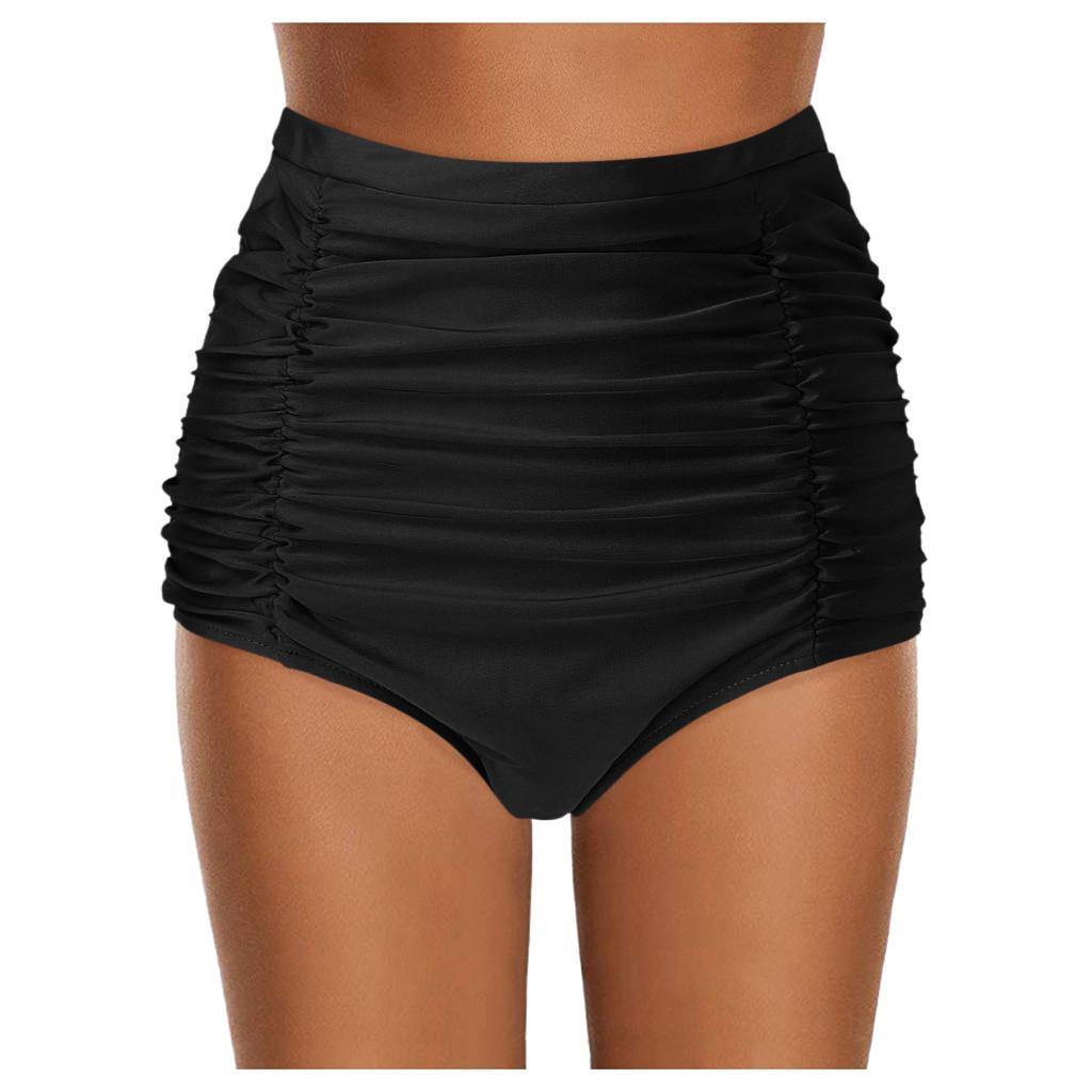 Женщины с высокой талией бикини плавать брюки шорты нижний купальник купальники купание S чёрный